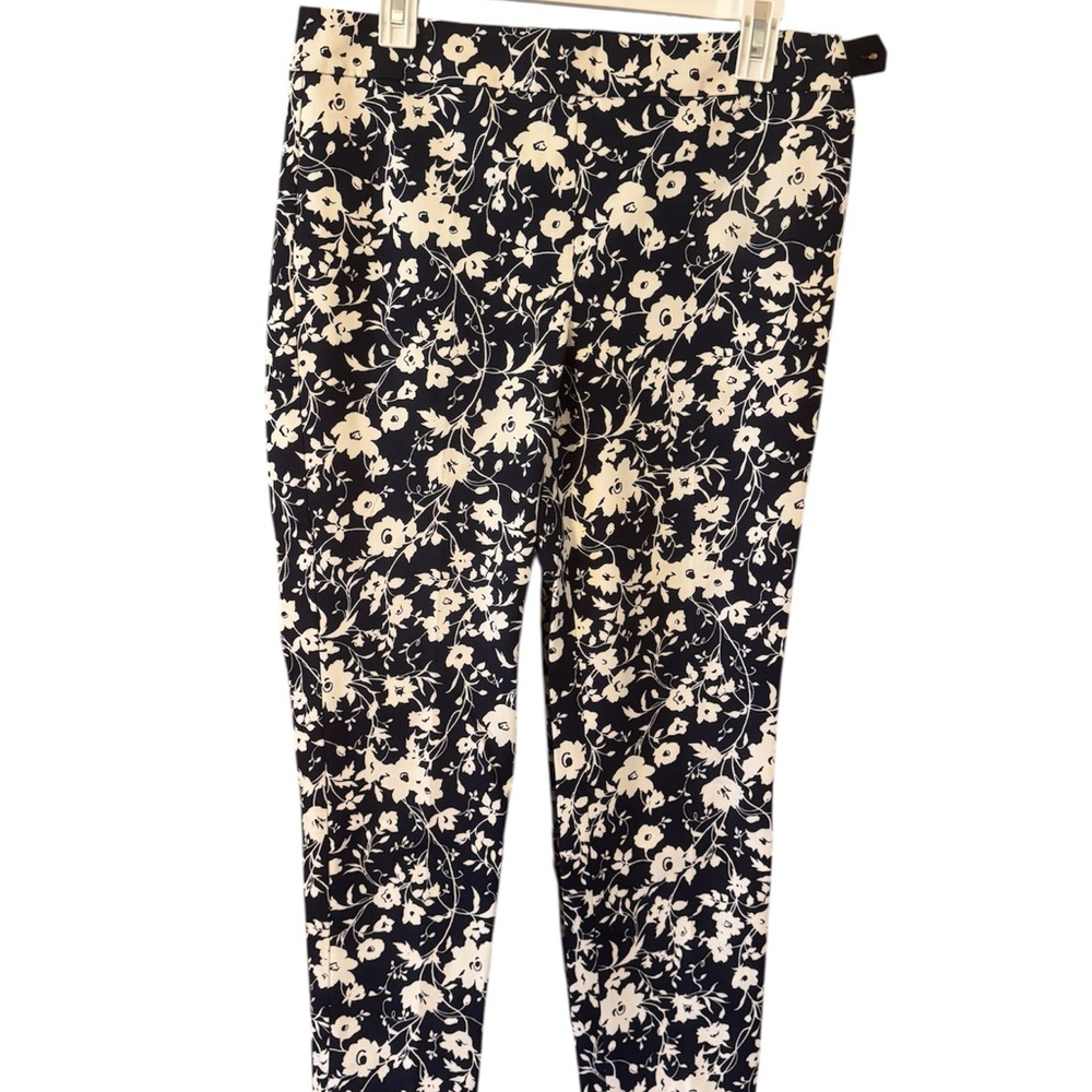 Talbots Navy Blue Pants with White Floral Print – Size 8